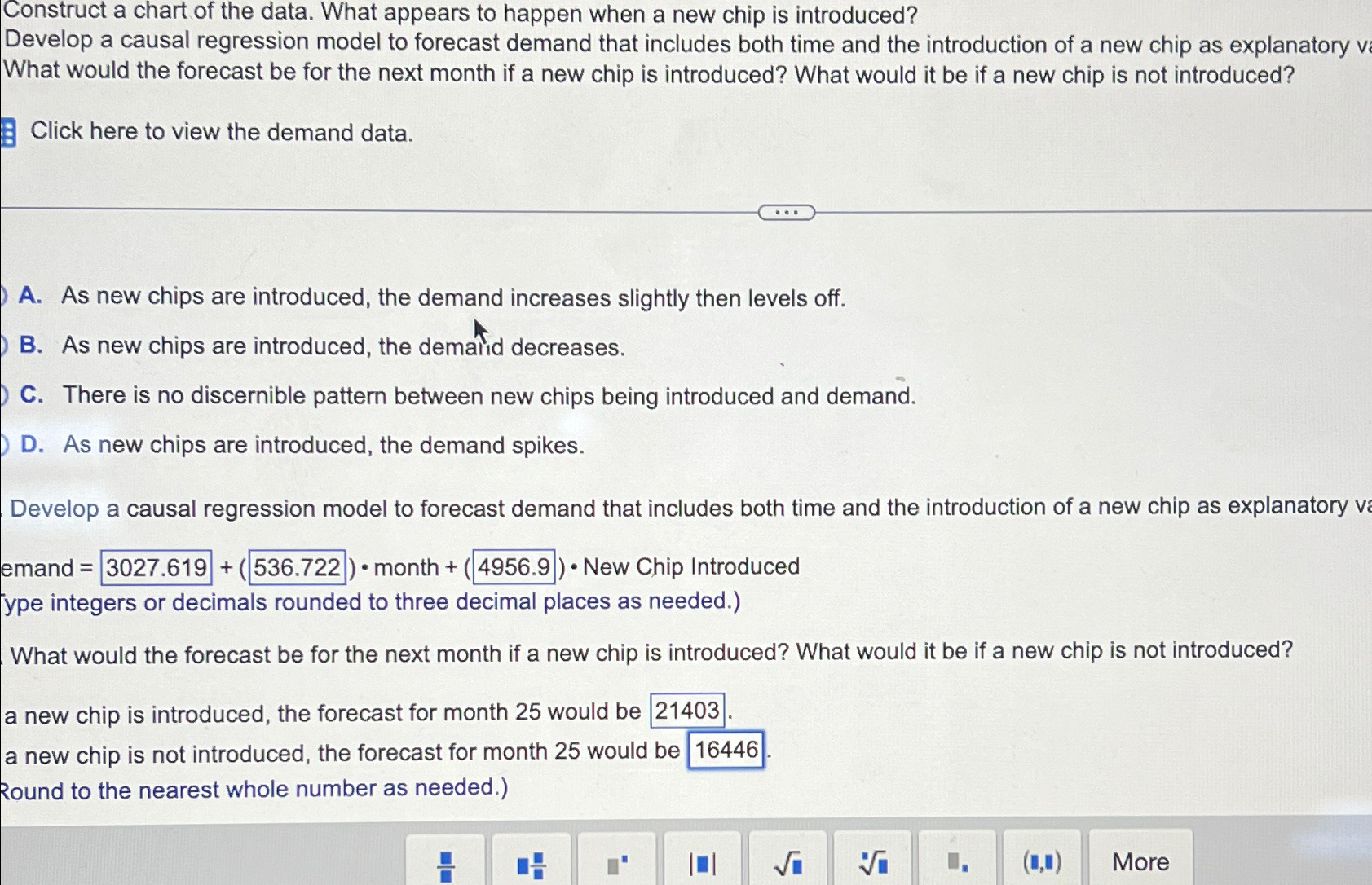  Construct a chart of the data. What appears to happen when