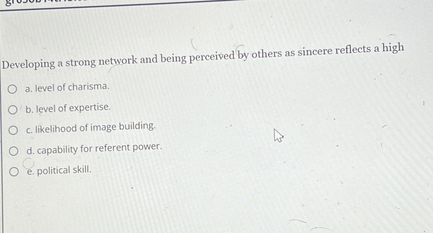  Developing a strong network and being perceived by others as sincere