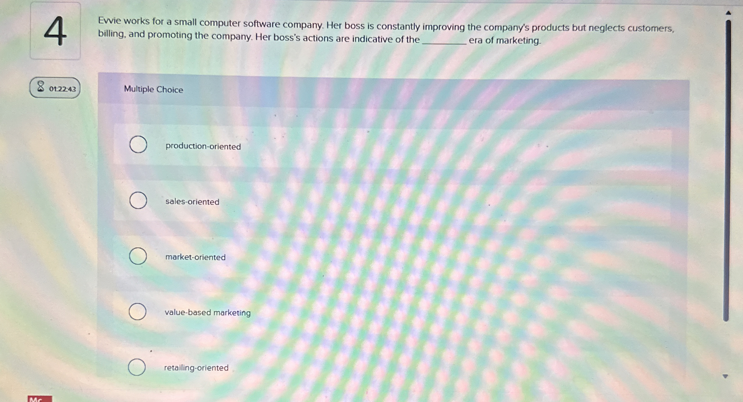  4 Evvie works for a small computer software company. Her boss