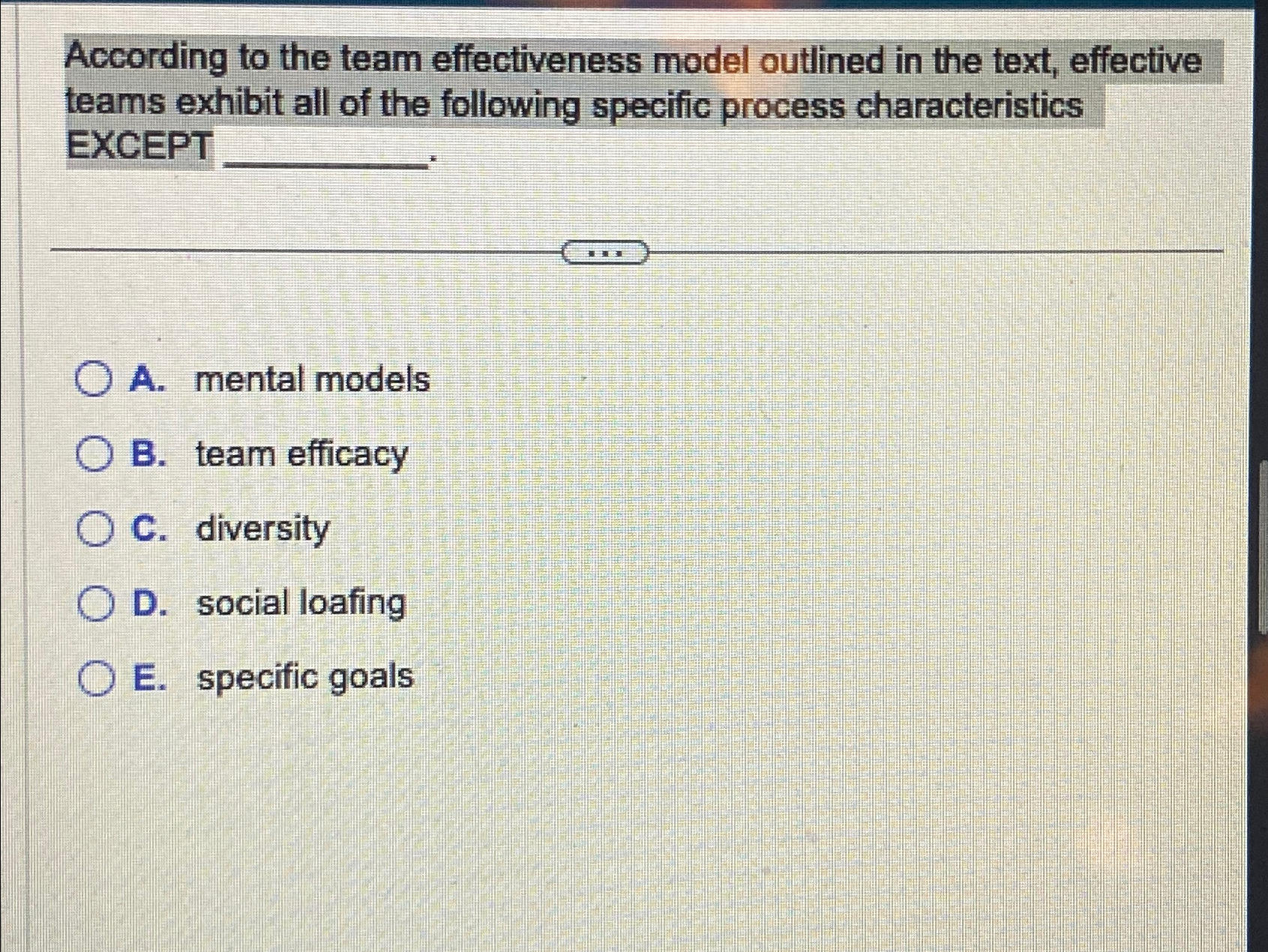  According to the team effectiveness model outlined in the text, effective