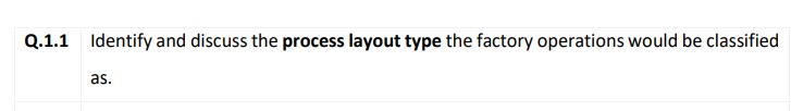  Q.1.1 Identify and discuss the process layout type the factory operations