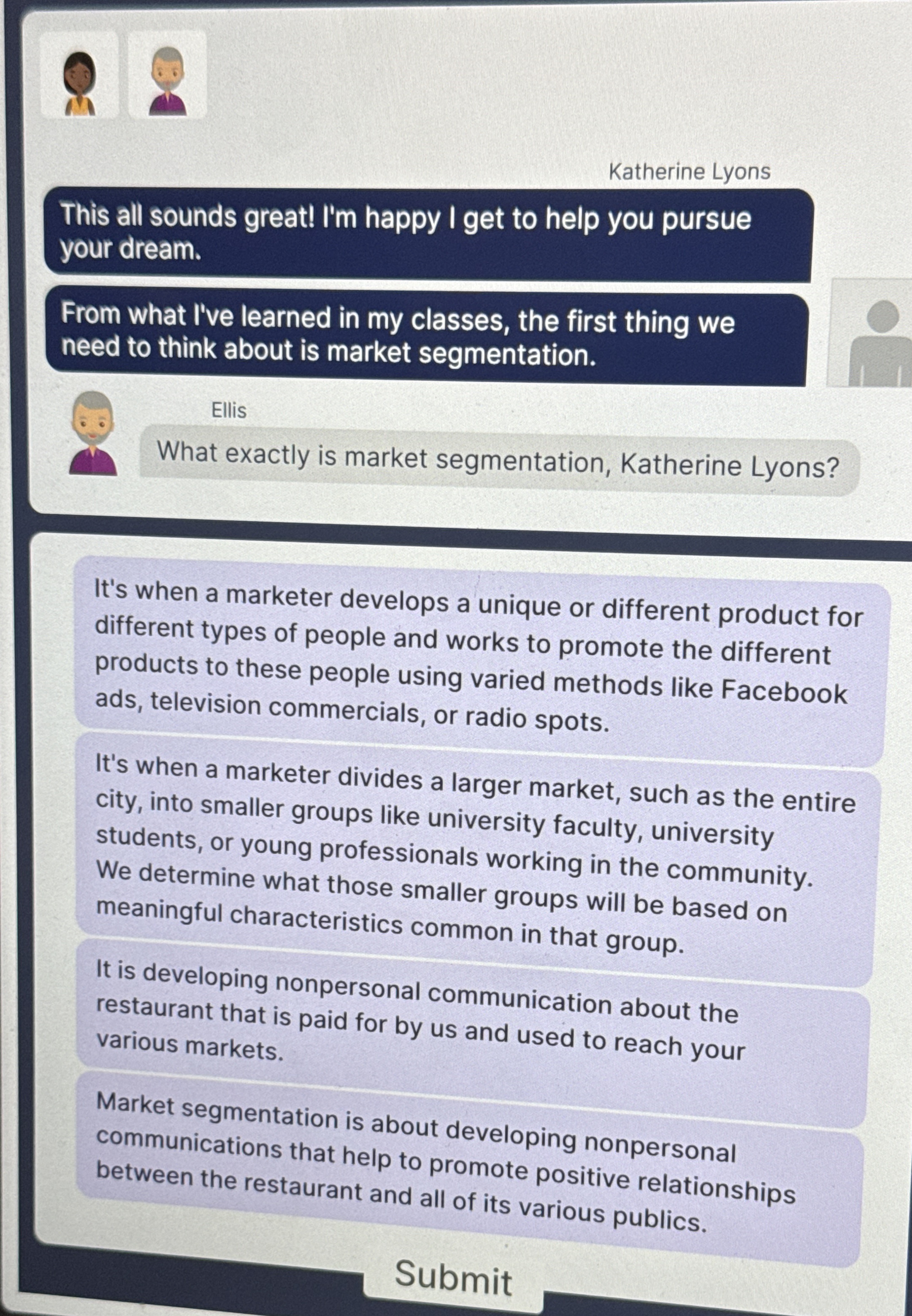  It's when a marketer develops a unique or different product for