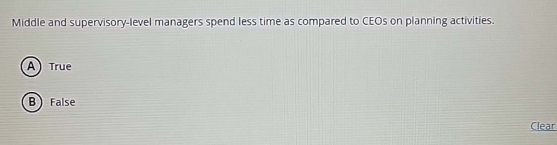  Middle and supervisory-level managers spend less time as compared to CEOs