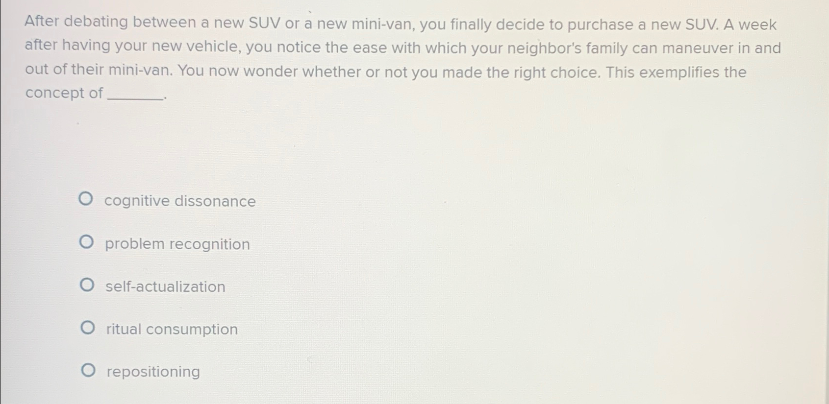  After debating between a new SUV or a new mini-van, you