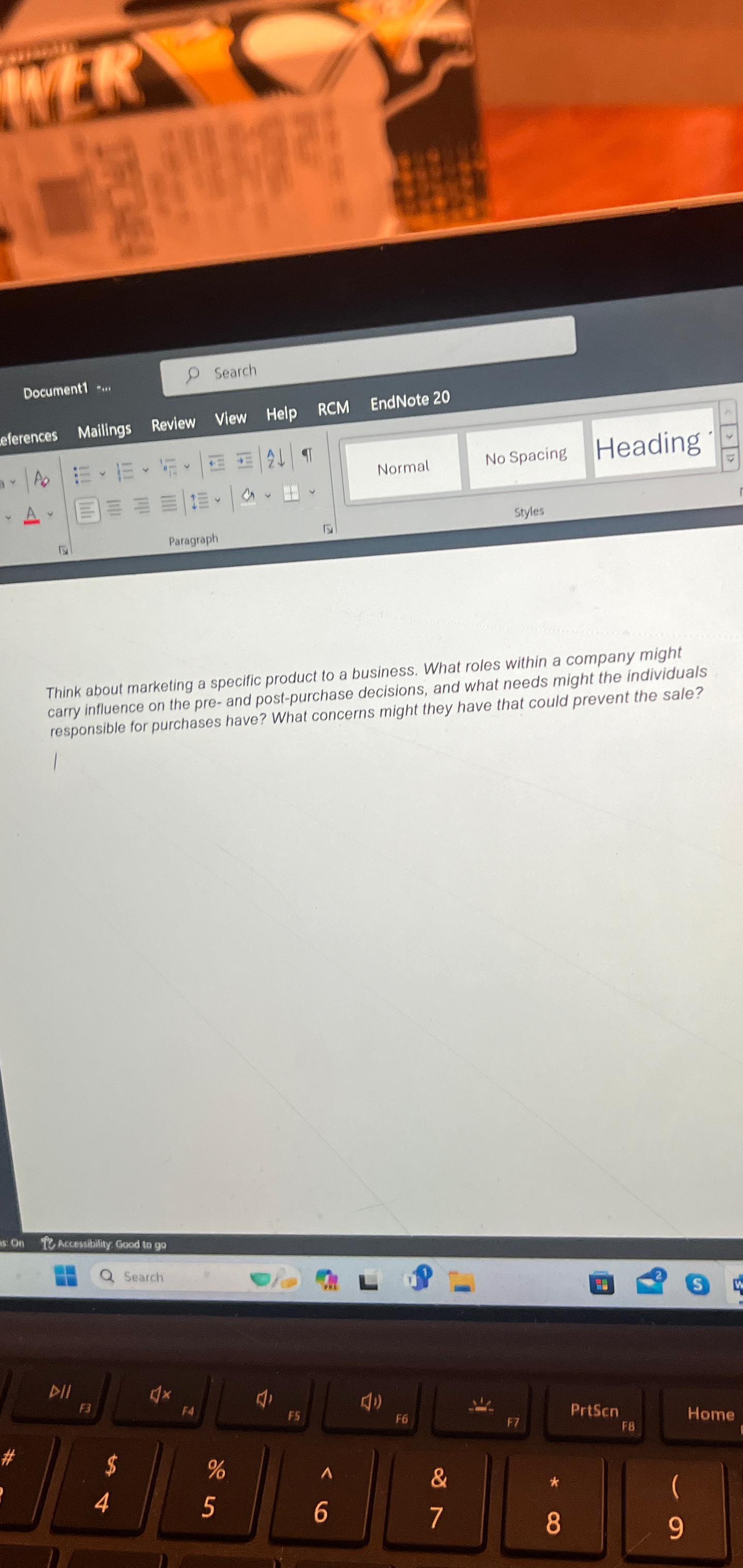  Document1-... Search EndNote 20 eferences Mailings Review View Help RCM Ender
