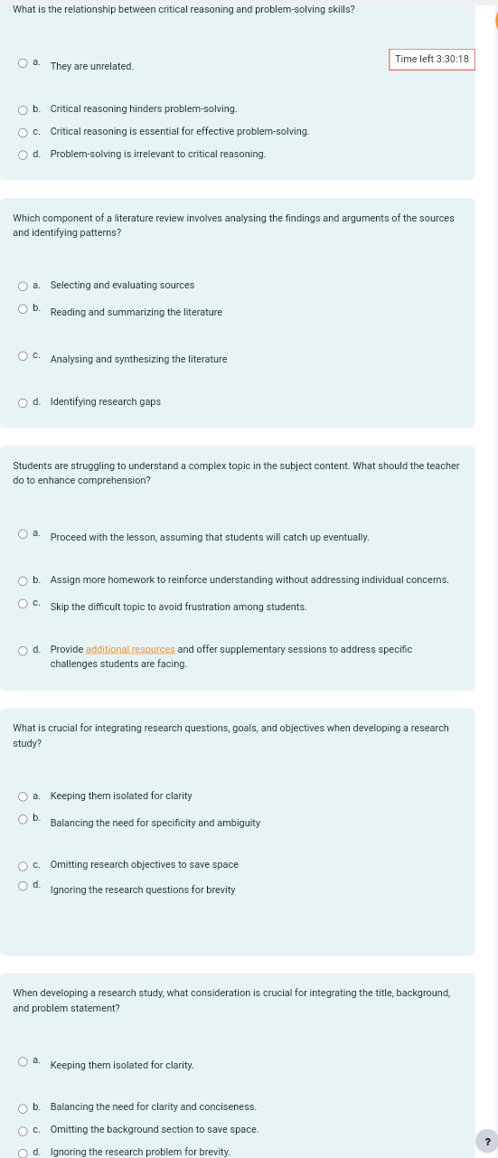  What is the relationship between critical reasoning and problem-solving skills? a.