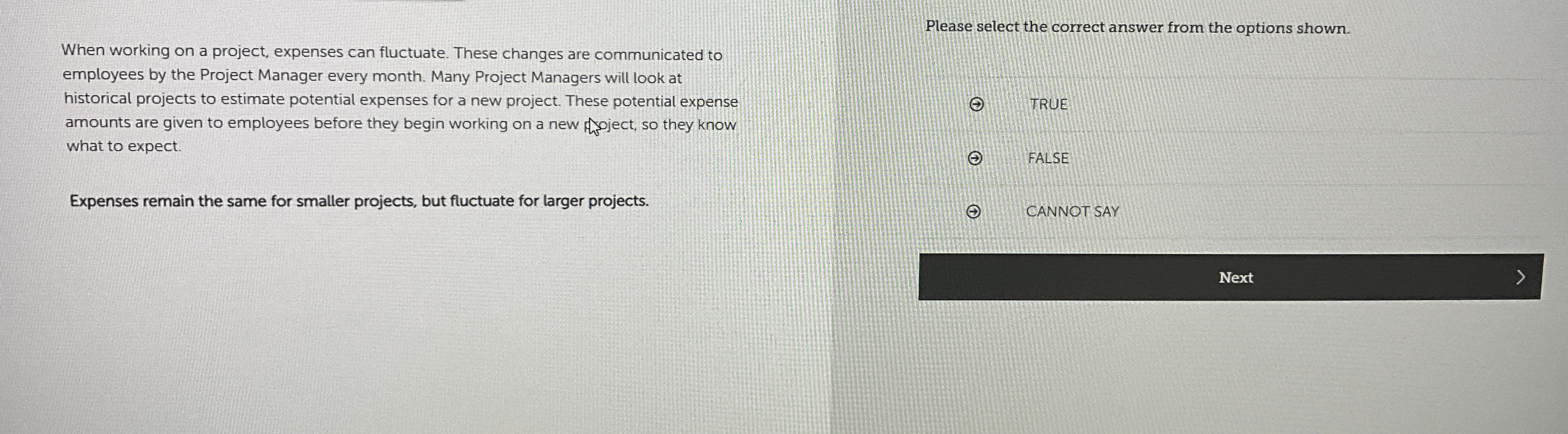  Please select the correct answer from the options shown. When working