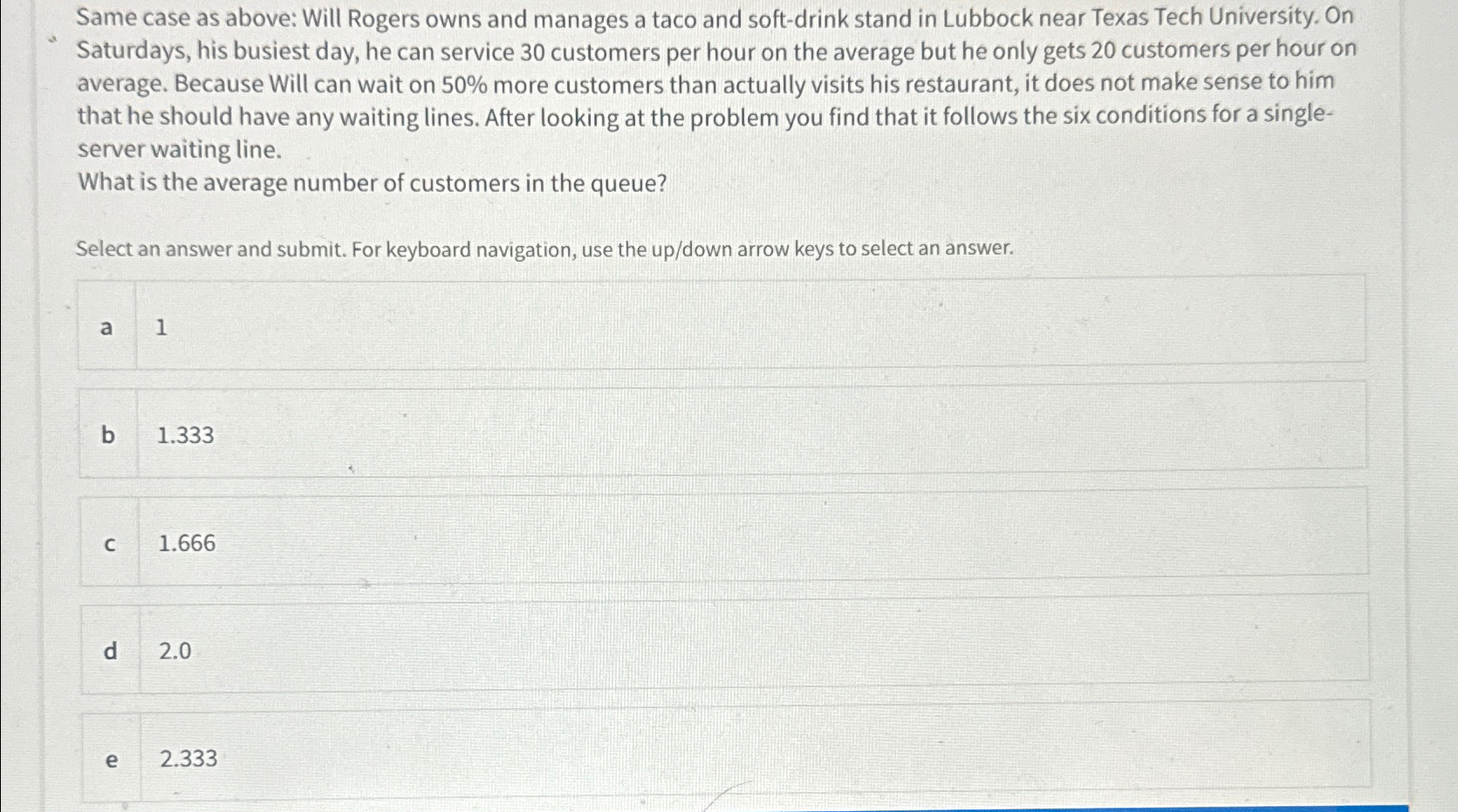  Same case as above: Will Rogers owns and manages a taco