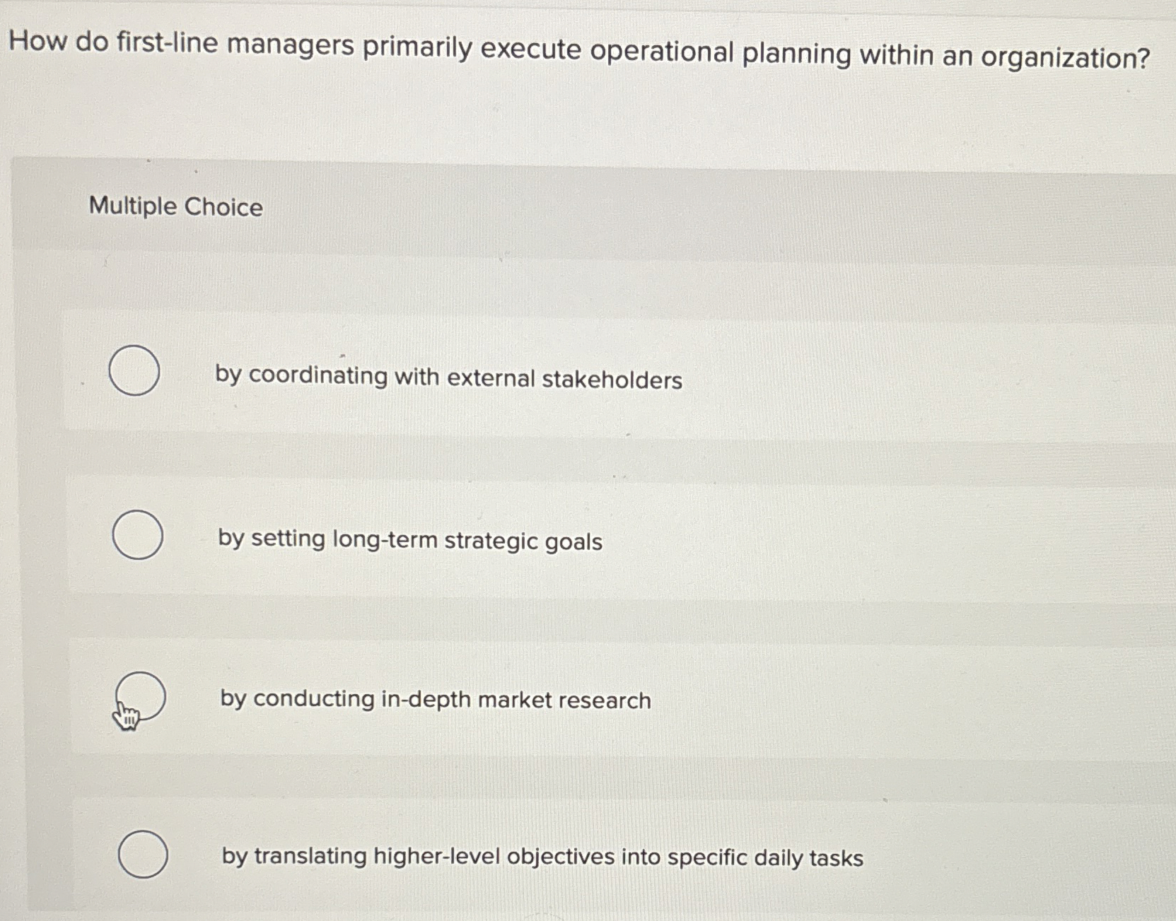  How do first-line managers primarily execute operational planning within an organization?