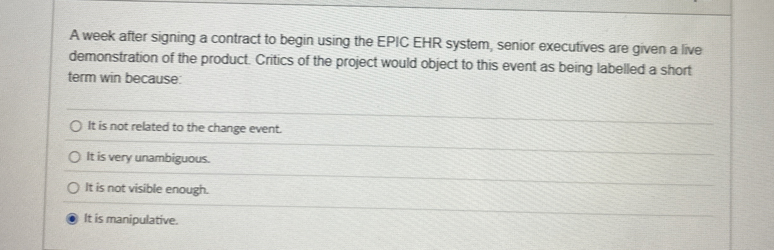  A week after signing a contract to begin using the EPIC