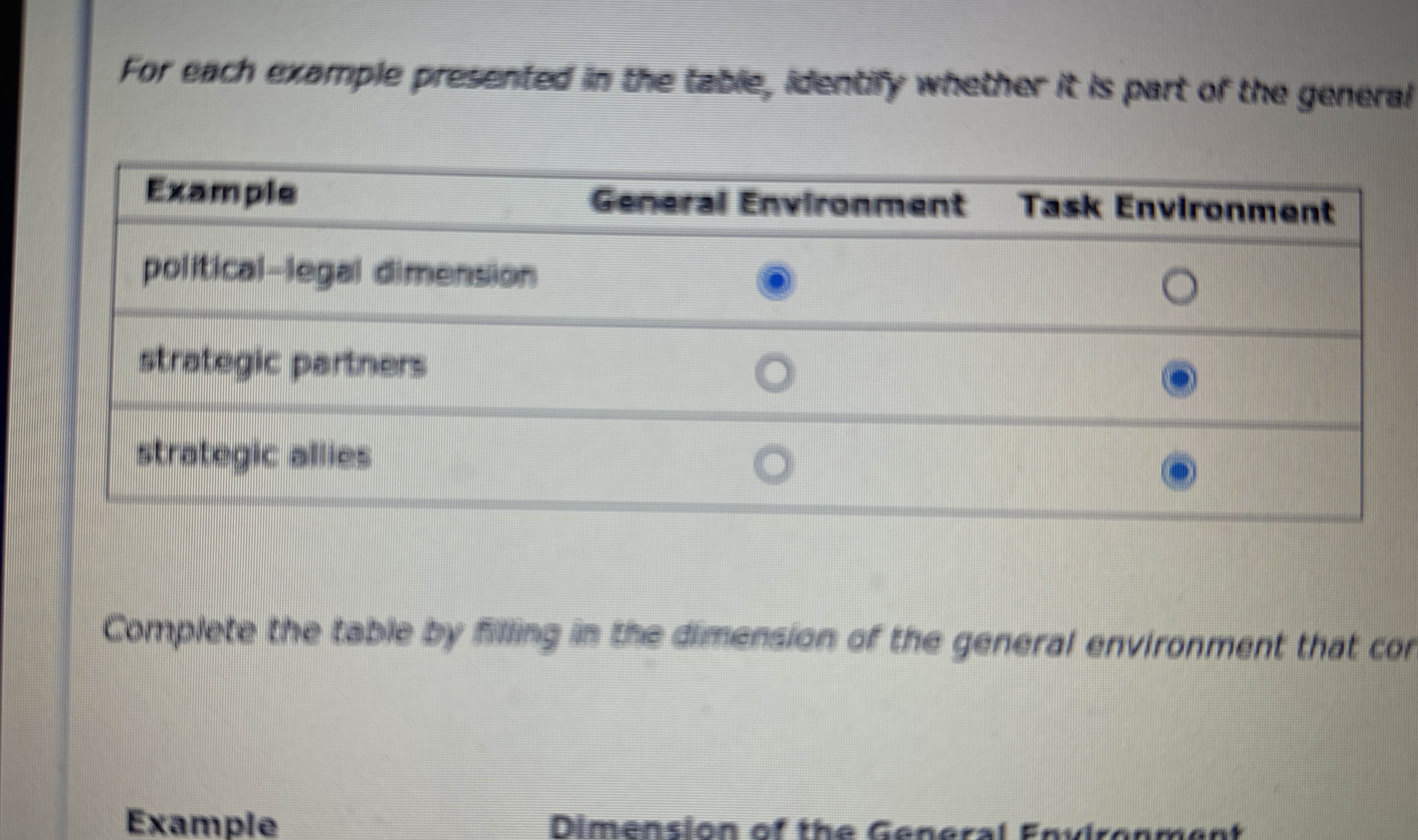  For each example presented in the table, identily whether it is
