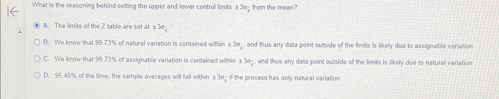  What is the reasoning behind setting the upper and lower control