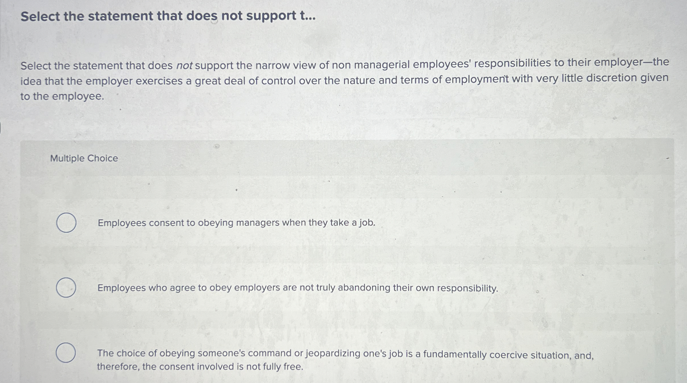  Select the statement that does not support t... Select the statement