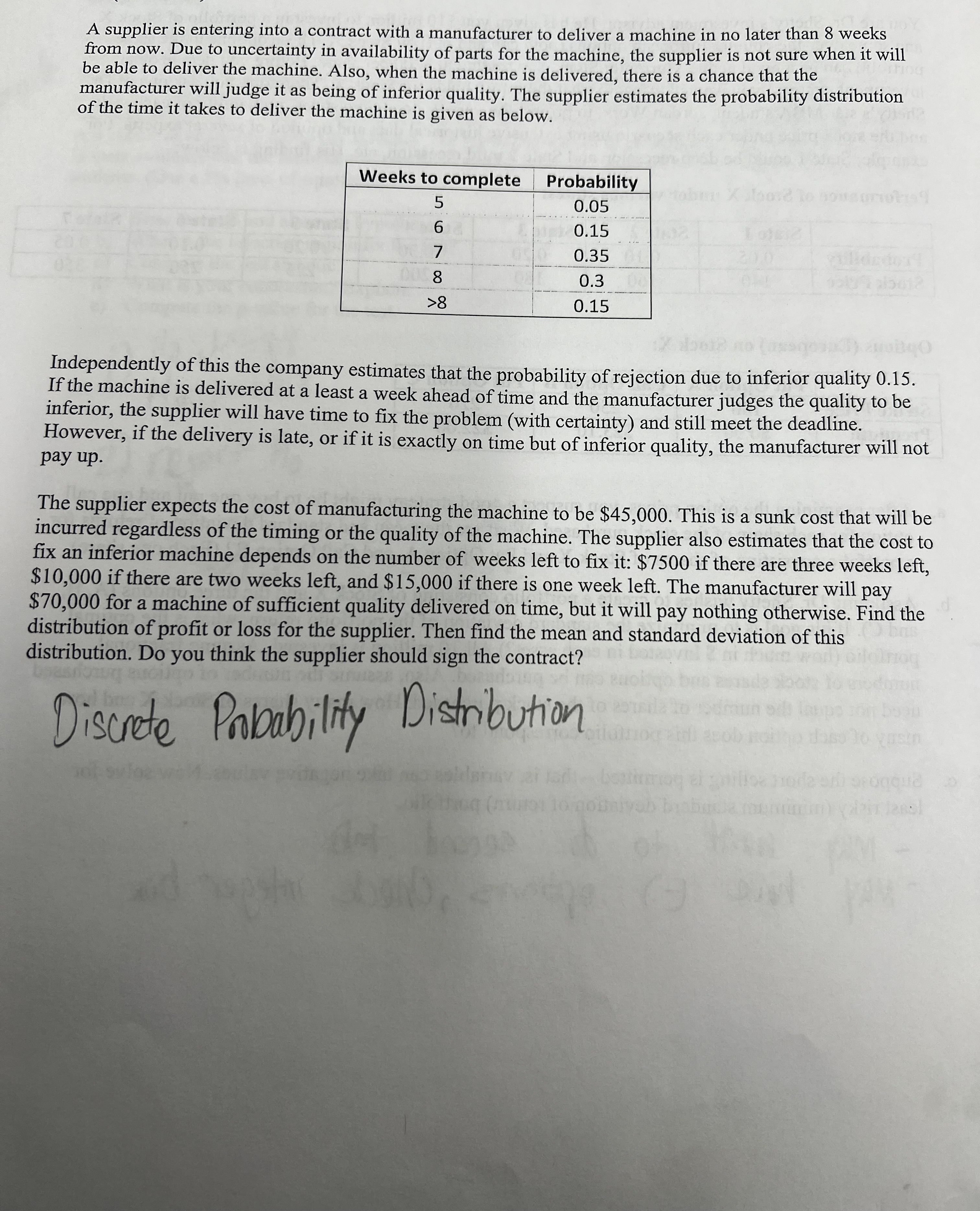  Please answer the entire question in excel if possible. A supplier