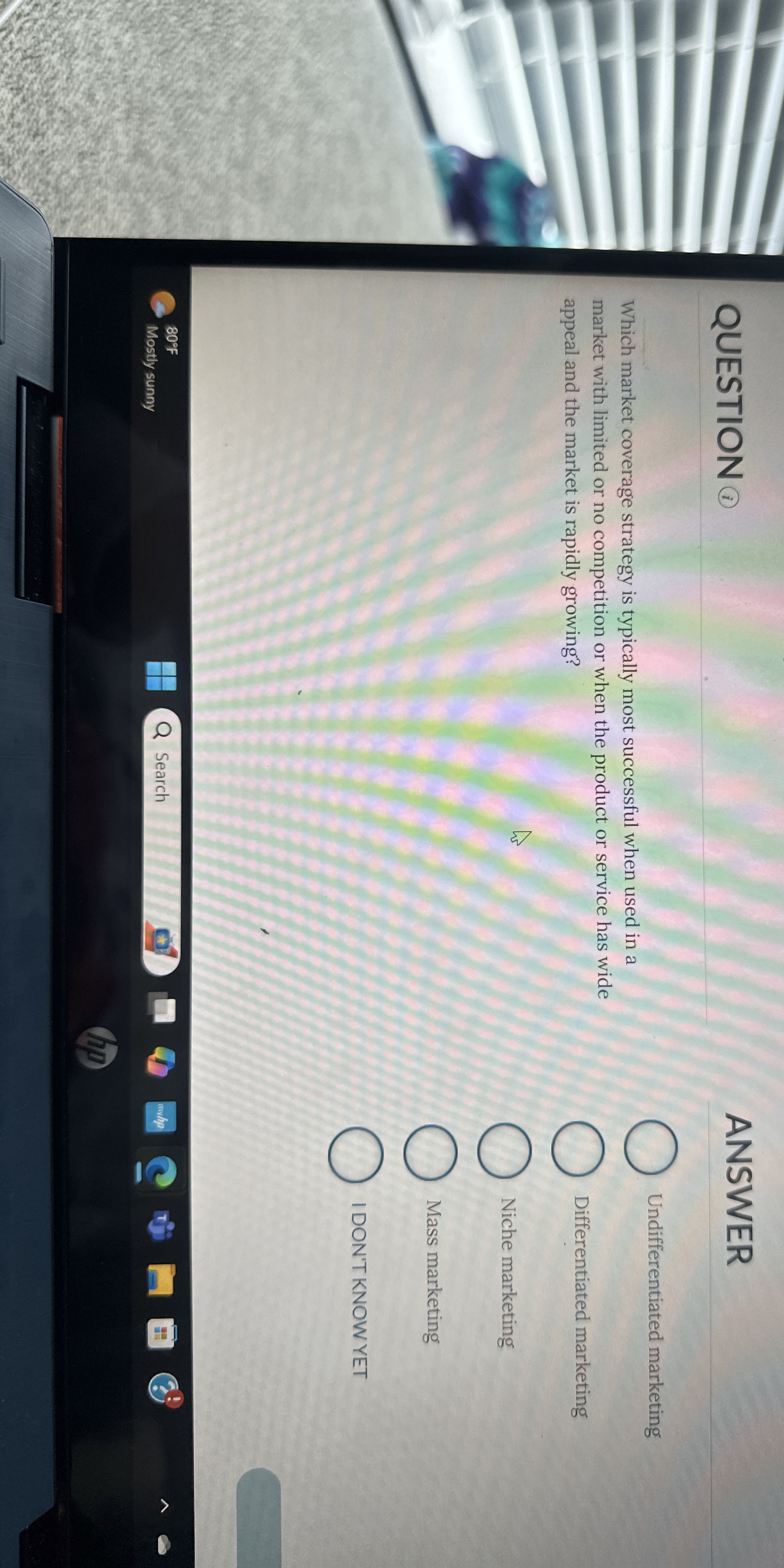  QUESTION ANSWER Which market coverage strategy is typically most successful when