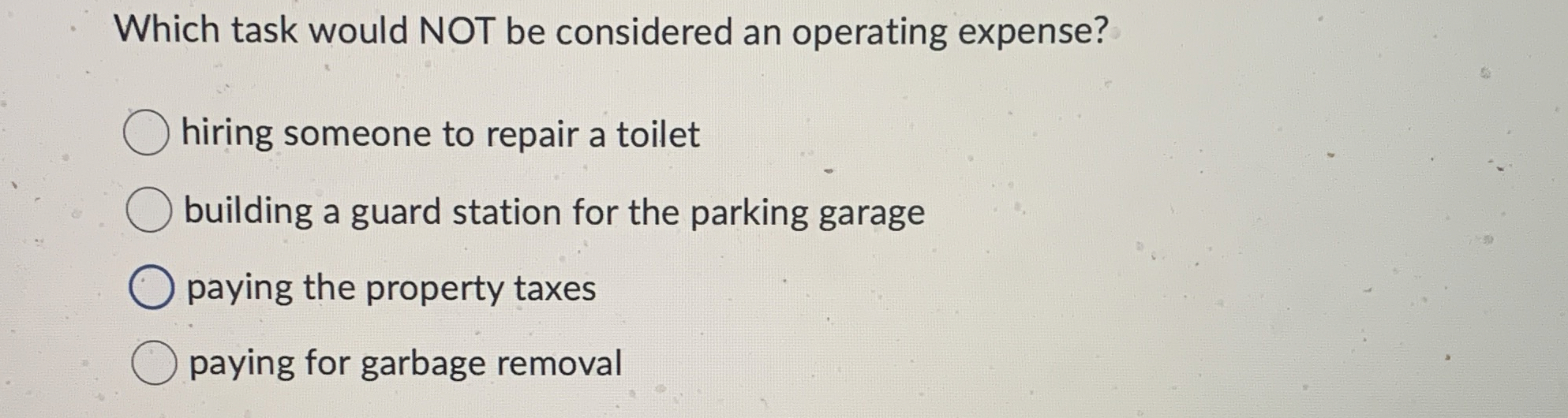  Which task would NOT be considered an operating expense? hiring someone