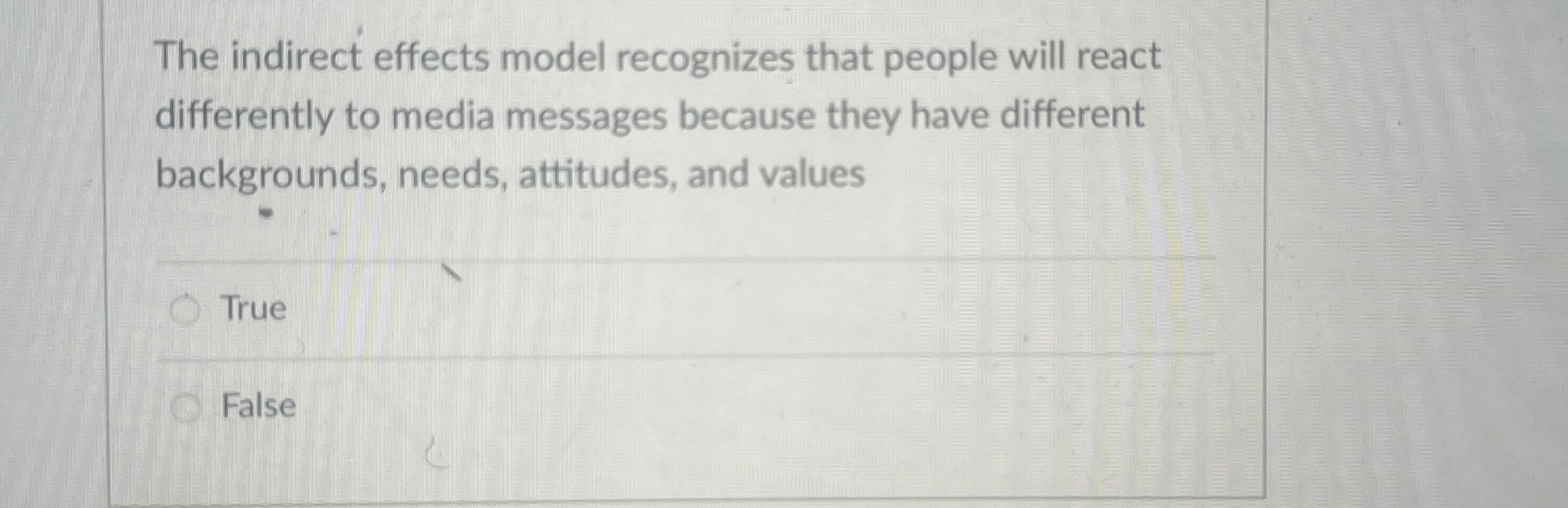  The indirect effects model recognizes that people will react differently to