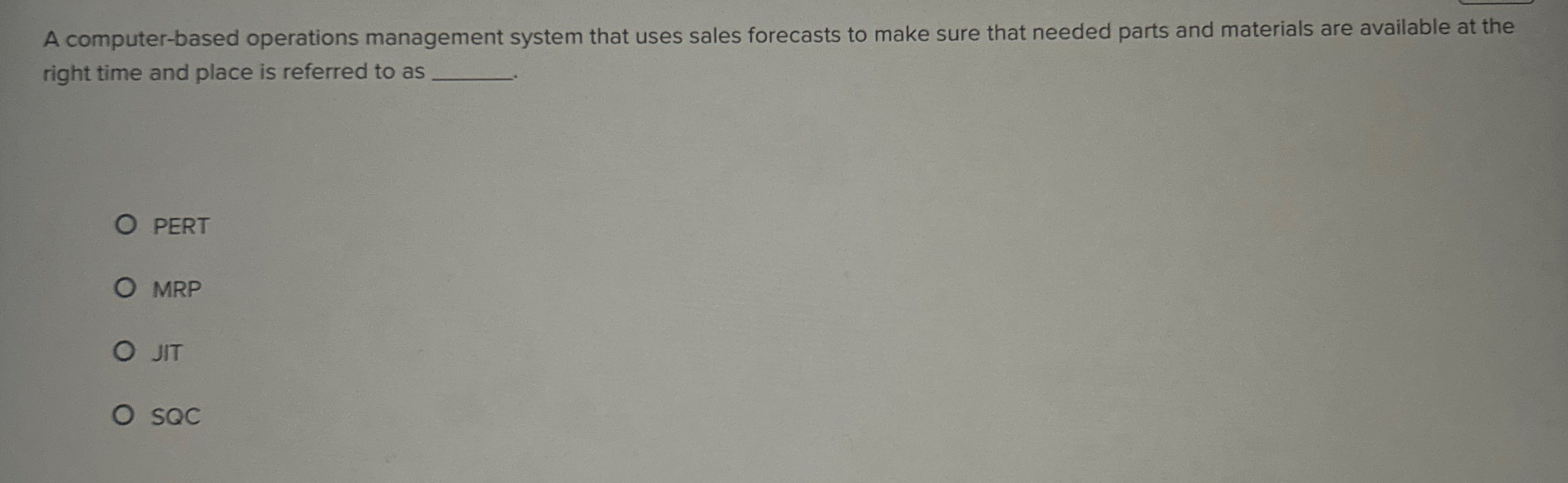  A computer-based operations management system that uses sales forecasts to make