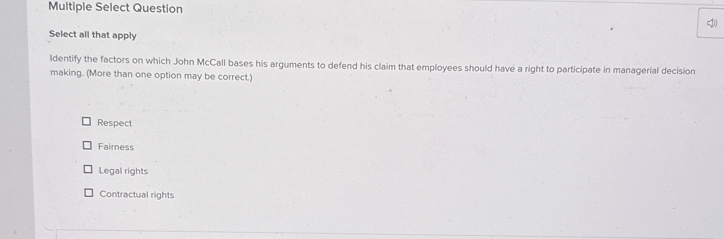  Multiple Select Question Select all that apply Identify the factors on