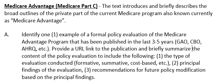  Medicare Advantage (Medicare Part C)- The text introduces and briefly describes