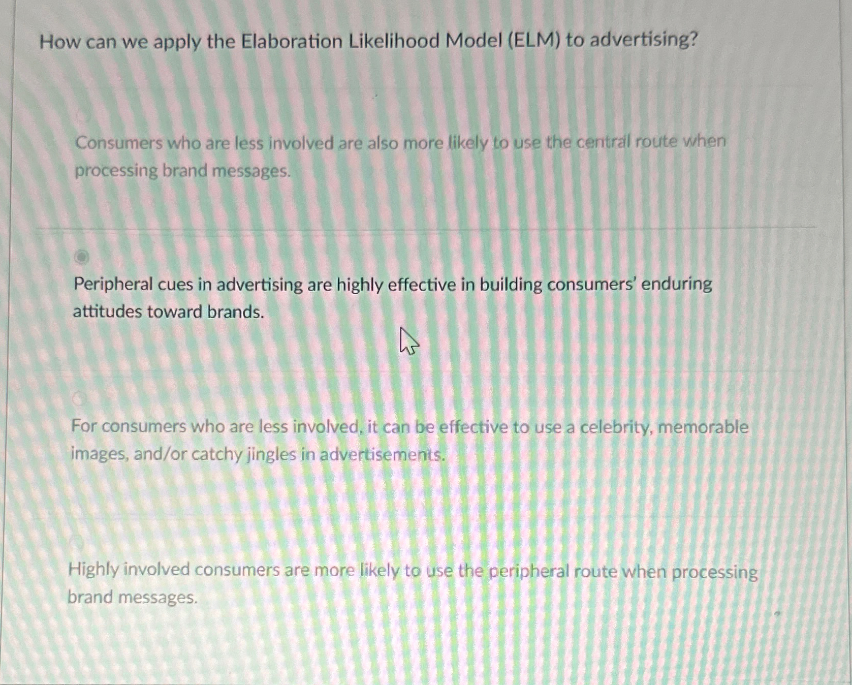  How can we apply the Elaboration Likelihood Model (ELM) to advertising?