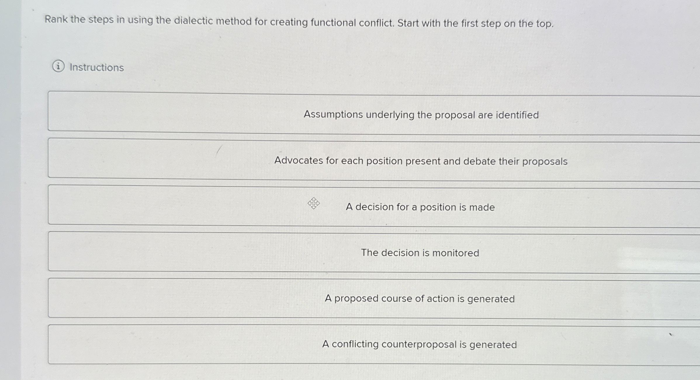  Rank the steps in using the dialectic method for creating functional