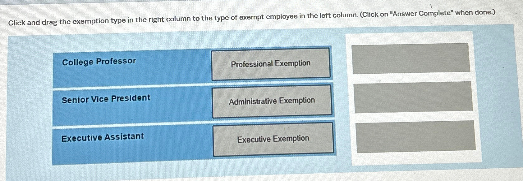  Click and drag the exemption type in the right column to