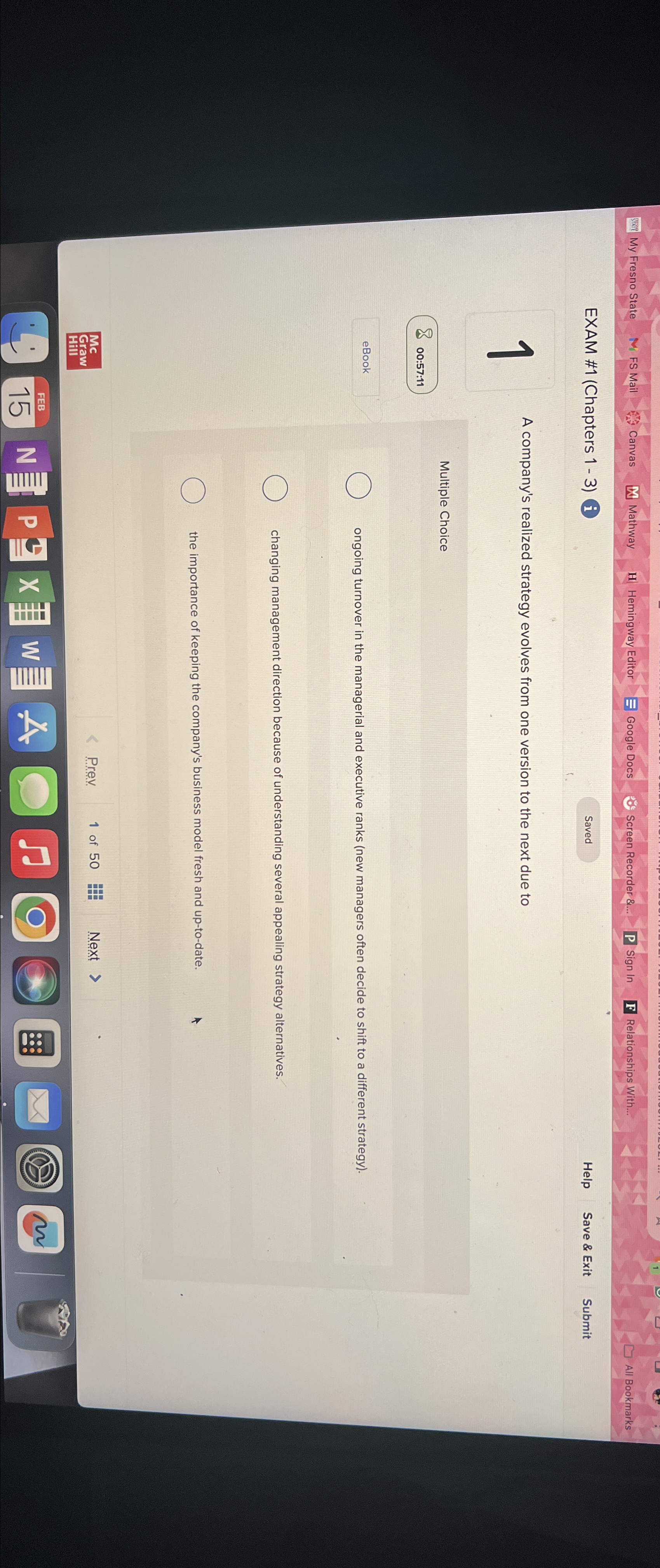  EXAM #1(Chapters 1-3) i Saved Help Save & Exit Submit 1