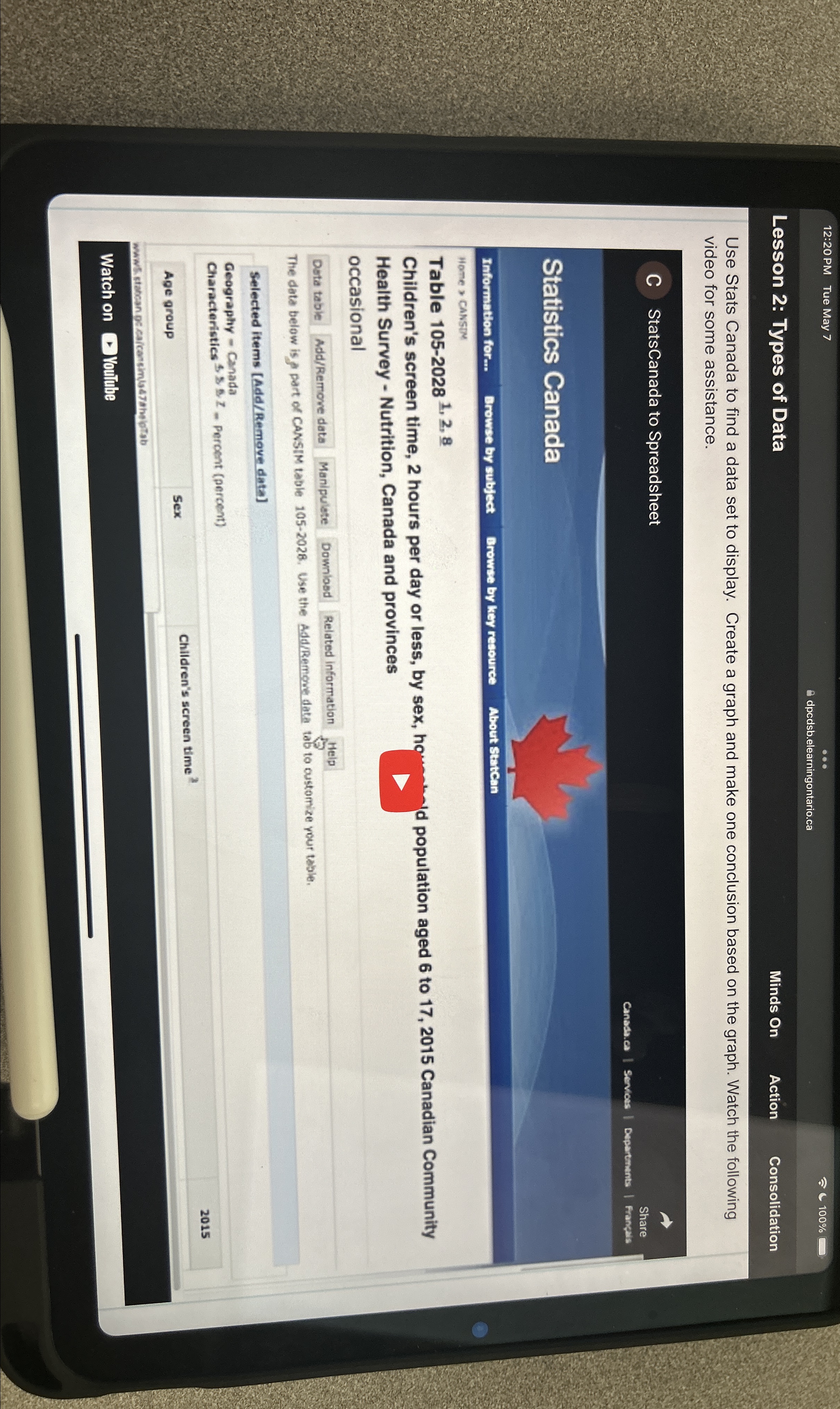  12:20 PM Tue May 7 dpcdsb.elearningontario.ca 100% Lesson 2: Types of