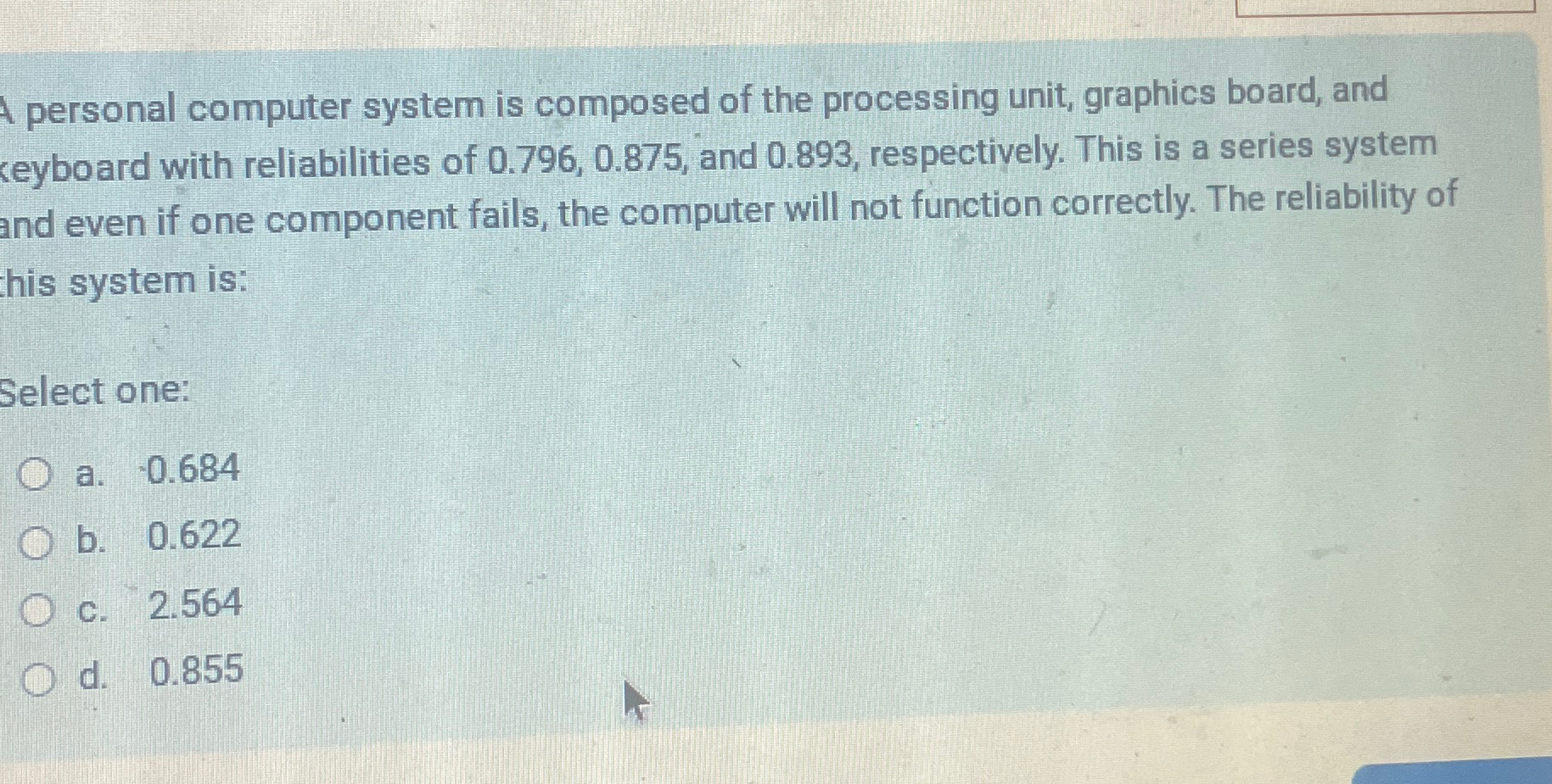  personal computer system is composed of the processing unit, graphics board,