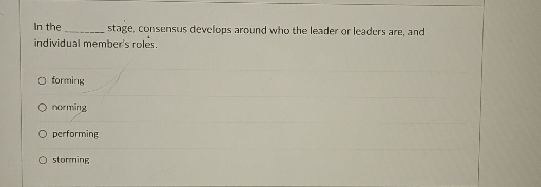  In the q, stage, consensus develops around who the leader or
