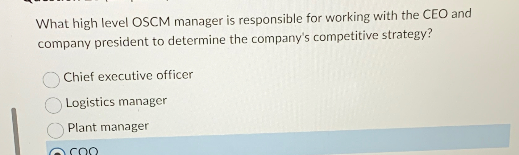  What high level OSCM manager is responsible for working with the