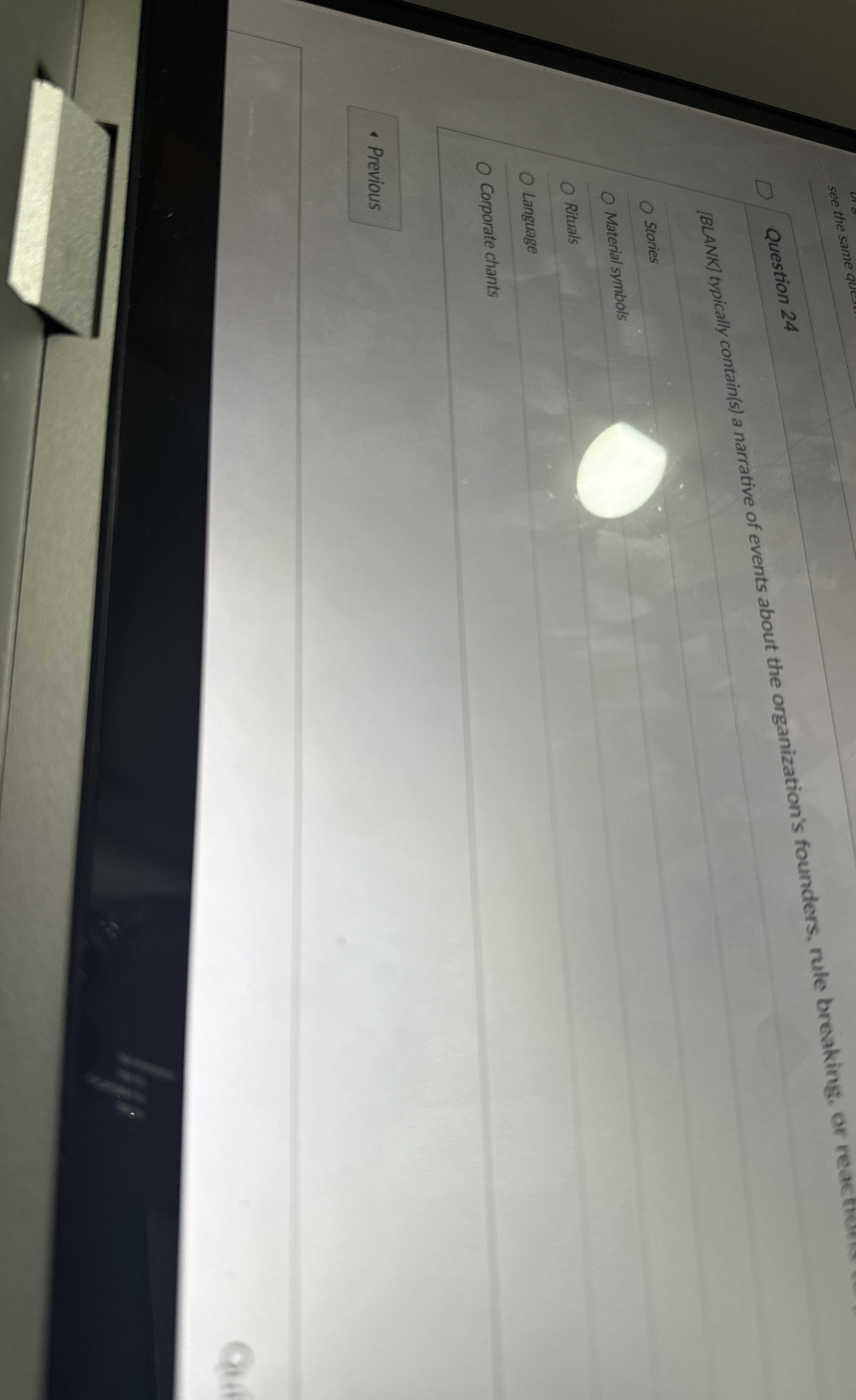  Question 24 [BLANK] typically contain(s) a narrative of events about the