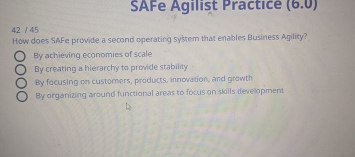  SAFe Agilist Practce (6.0) 4245 How does SAFe provide a second