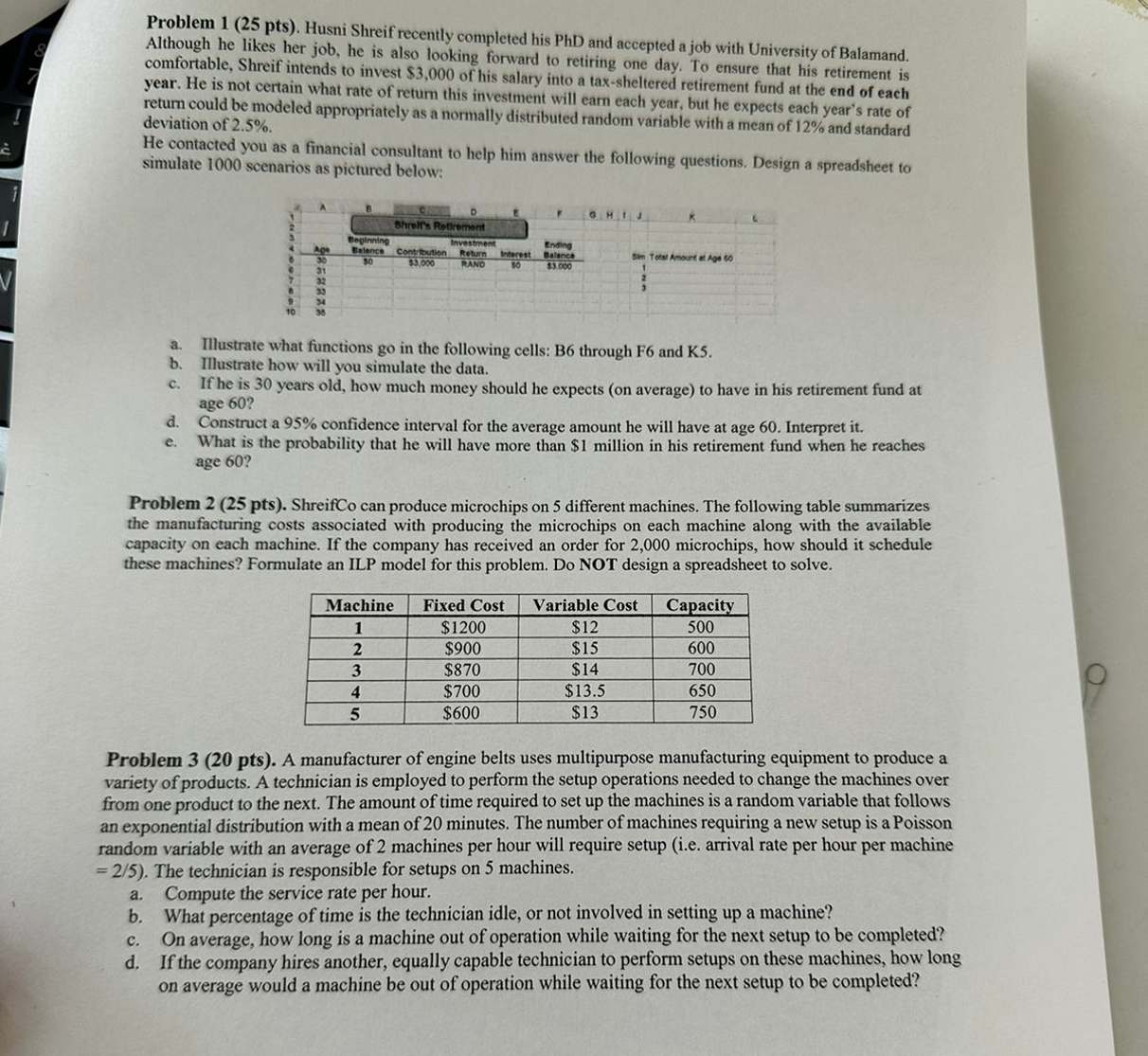  Problem 1(25 pts). Husni Shreif recently completed his PhD and accepted