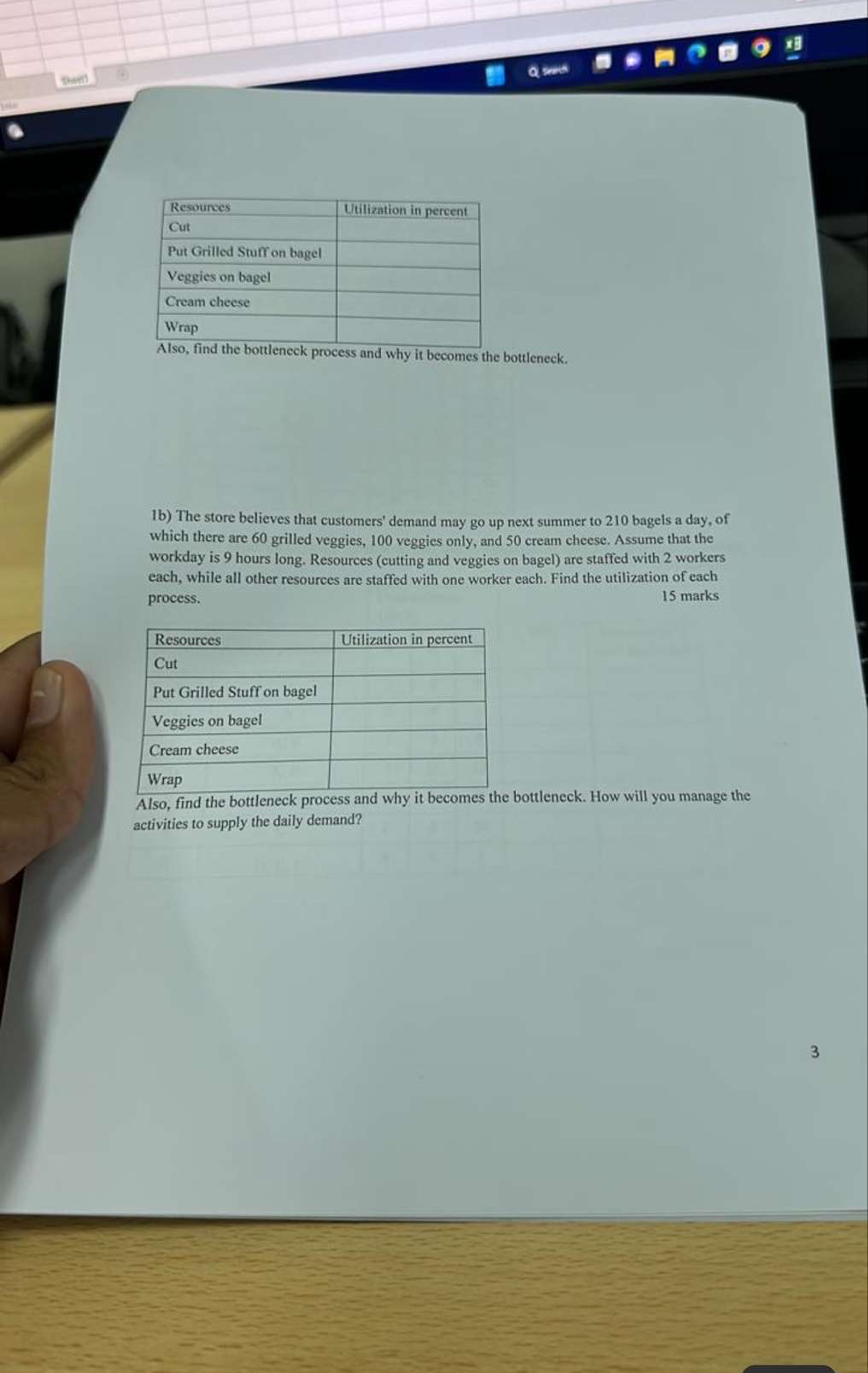  Also, find the bottleneck process and why it becomes the bottleneck.