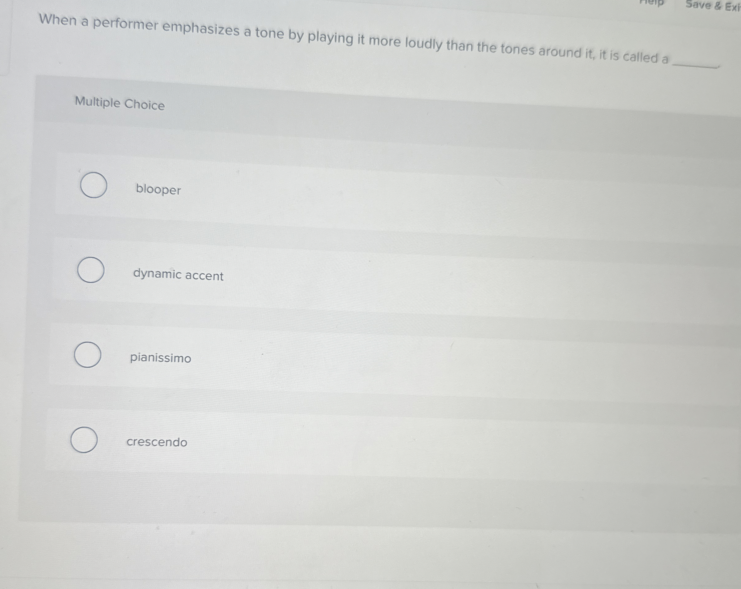  When a performer emphasizes a tone by playing it more loudly