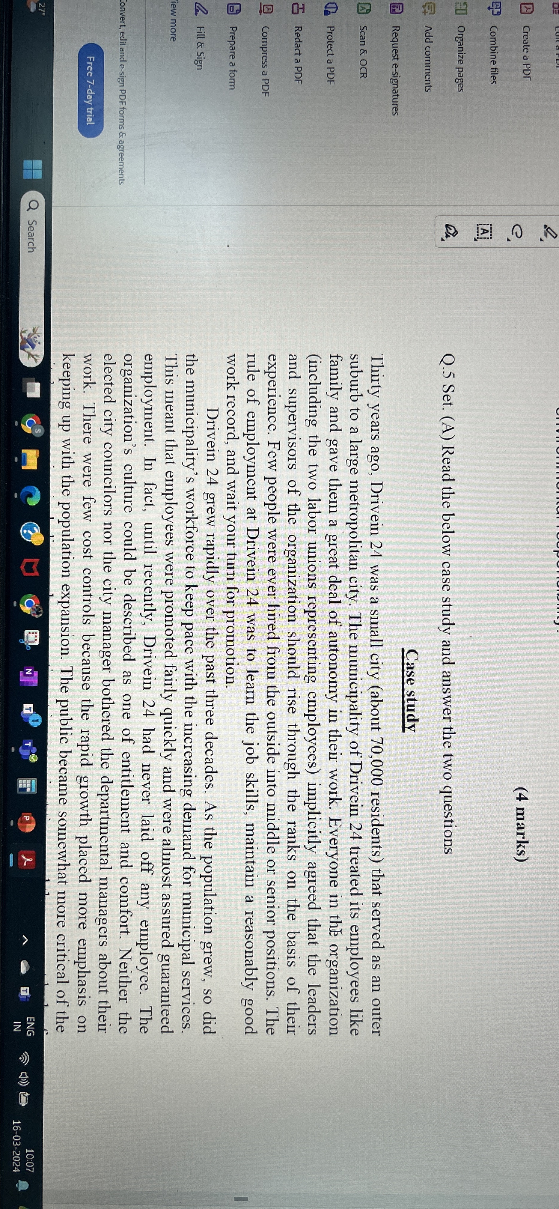  (A) Create a PDF Combine files Organize pages Add comments Request