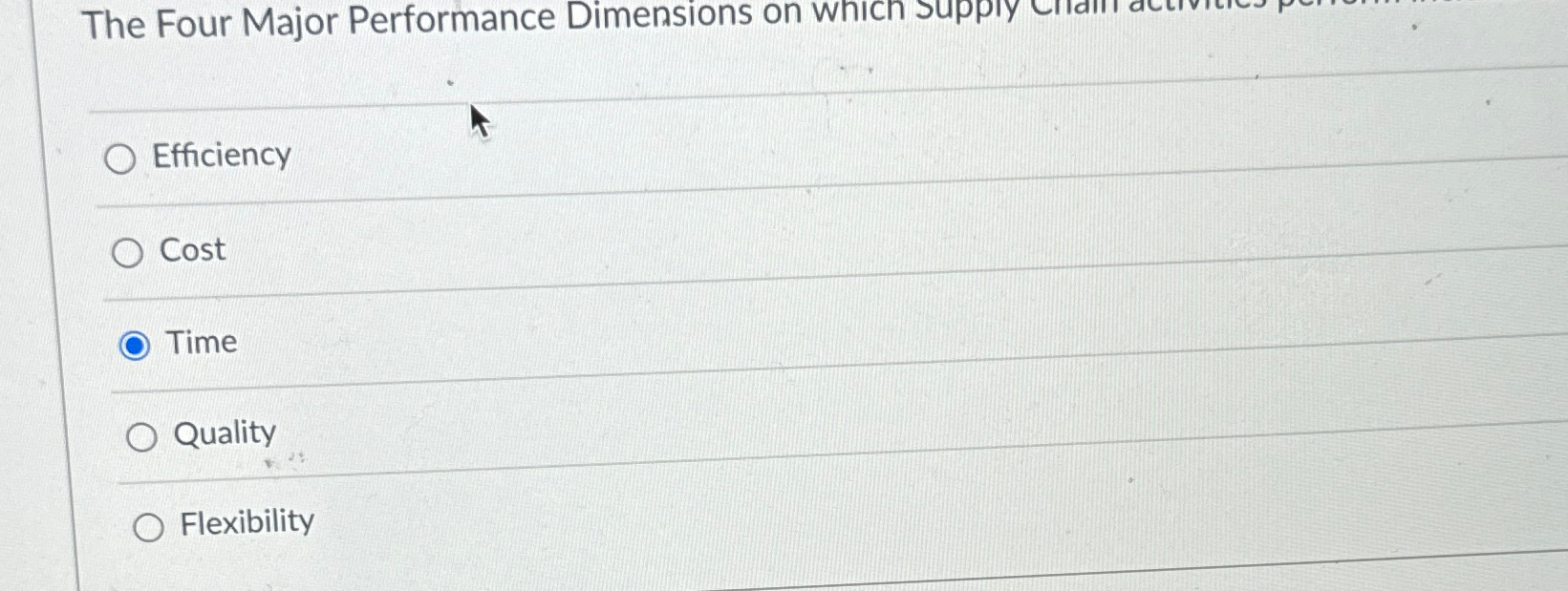  The Four Major Performance Dimensions on whicn supp Efficiency Cost Time