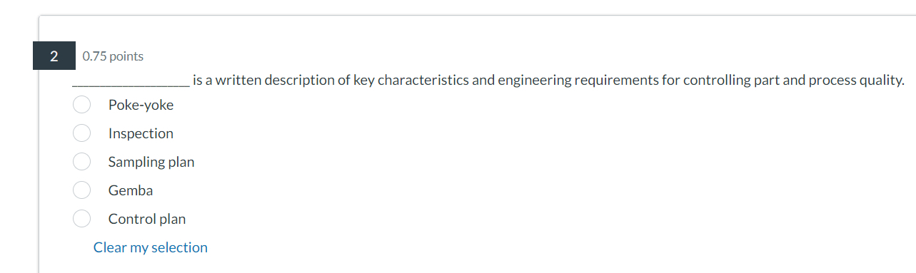  2 0.75 points is a written description of key characteristics and