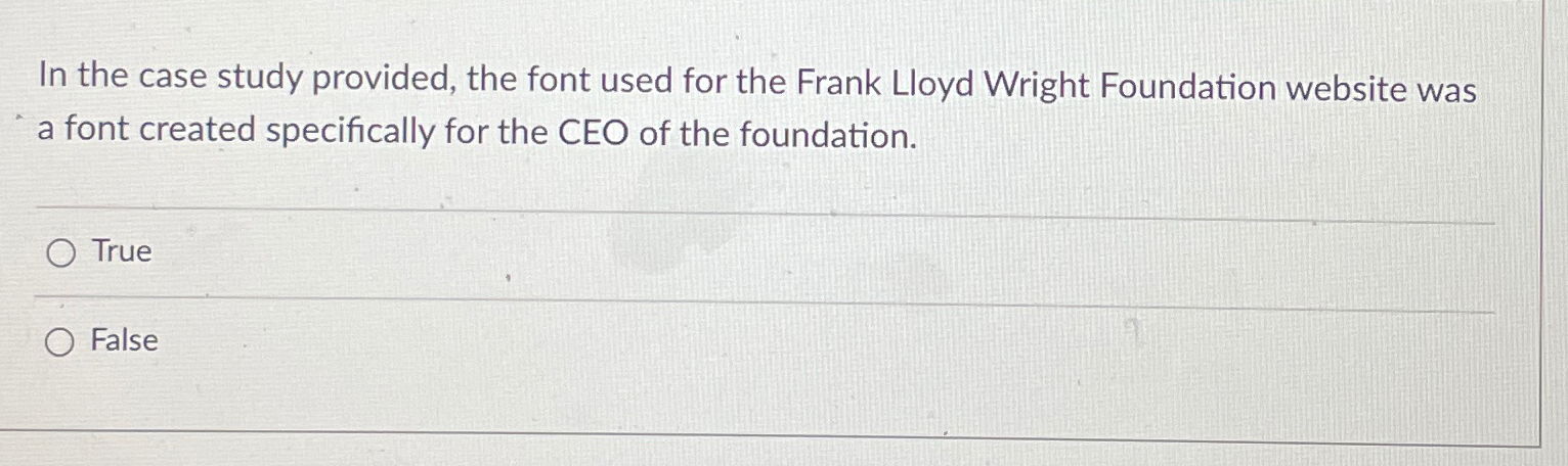  In the case study provided, the font used for the Frank
