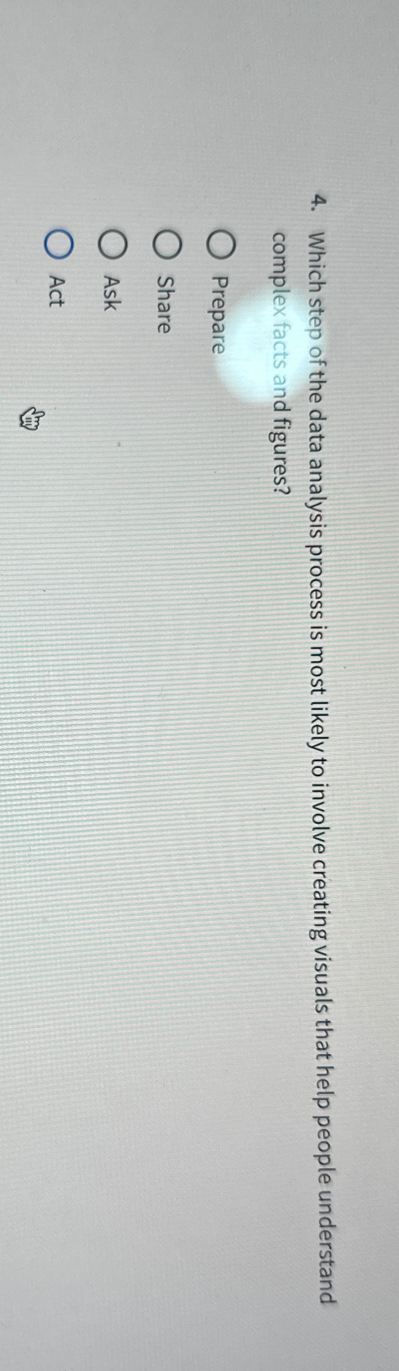  Which step of the data analysis process is most likely to