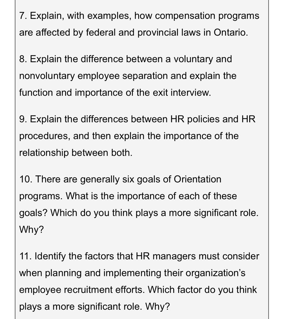  Explain, with examples, how compensation programs are affected by federal and