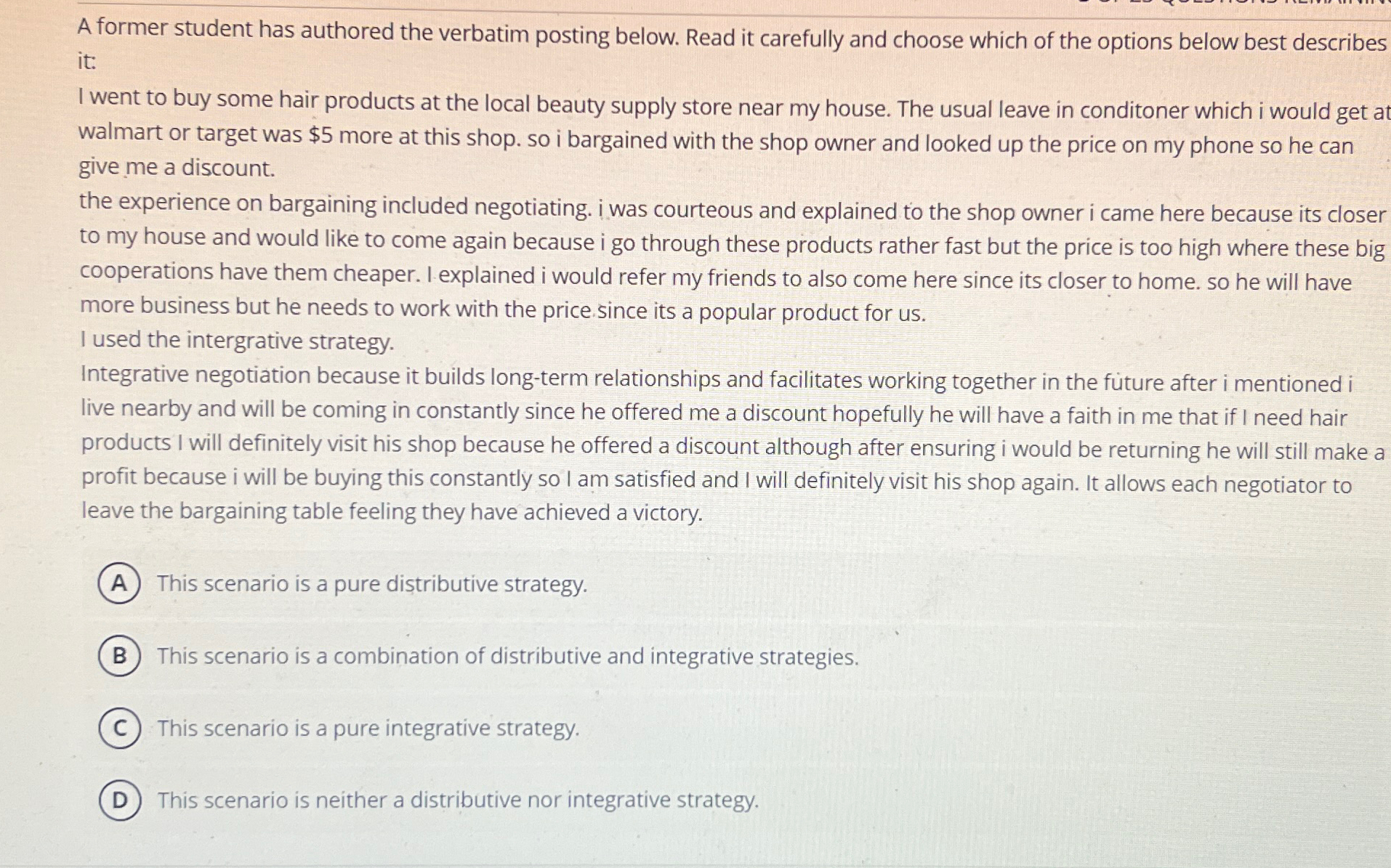  A former student has authored the verbatim posting below. Read it