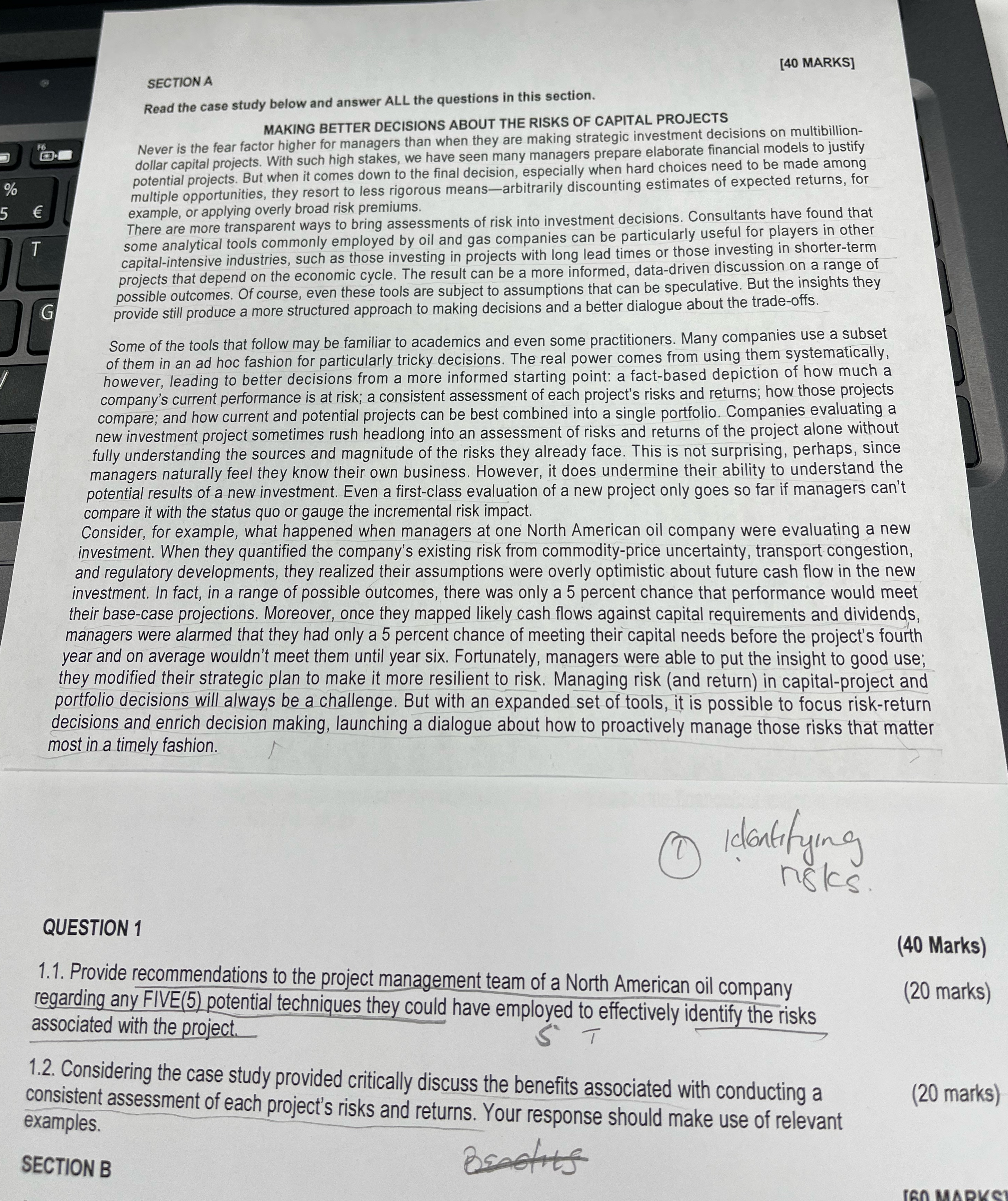 SECTION A [40 MARKS] % 5 T F6 Read the case study