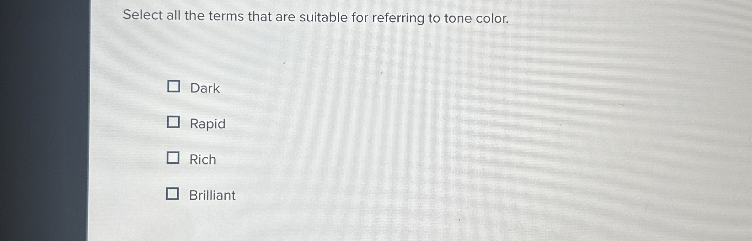  Select all the terms that are suitable for referring to tone