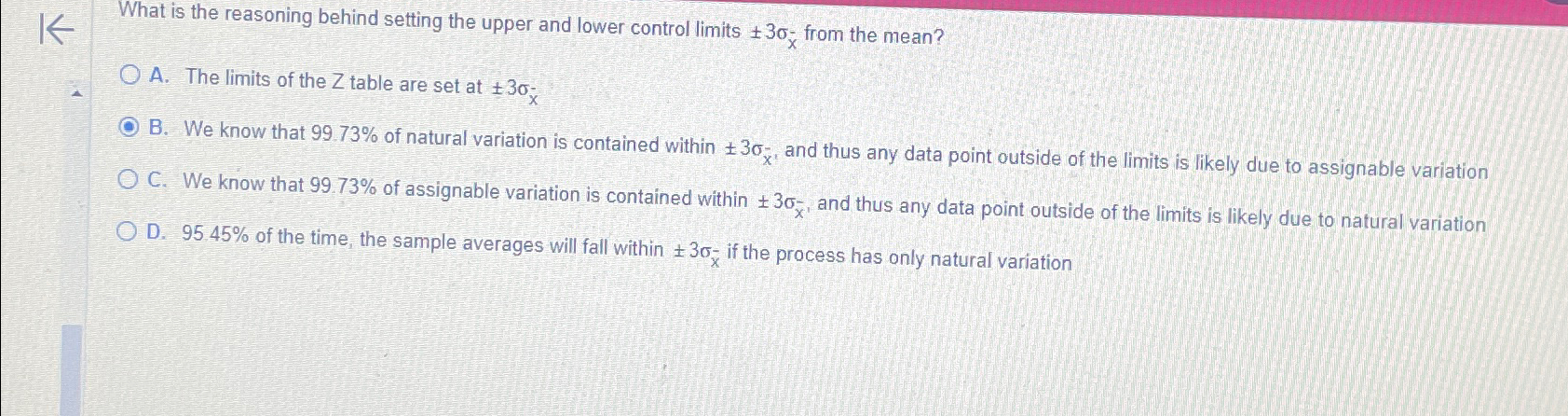  What is the reasoning behind setting the upper and lower control