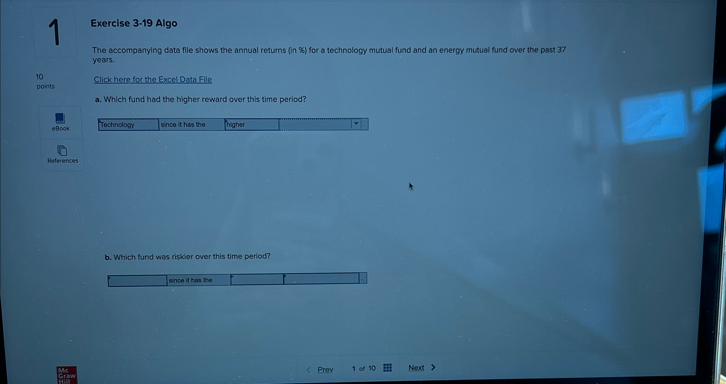  1 Exercise 3-19 Algo The accompanying data file shows the annual