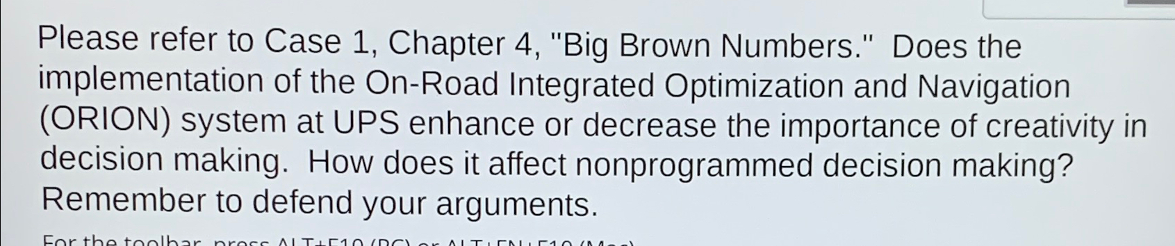  Please refer to Case 1, Chapter 4, "Big Brown Numbers." Does