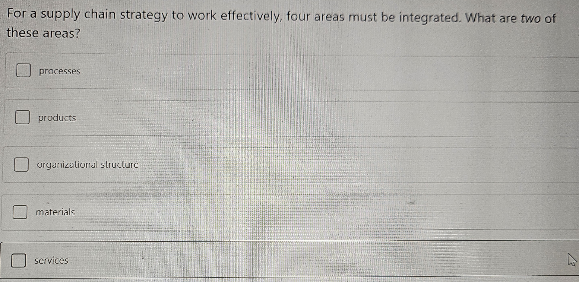  For a supply chain strategy to work effectively, four areas must